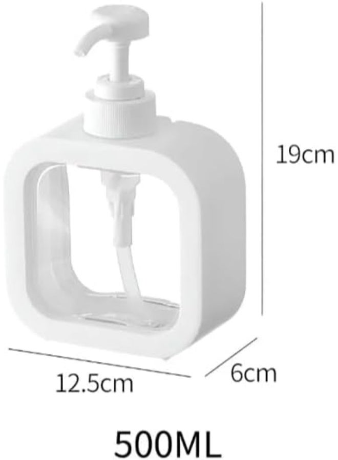 500ml Square Clear Soap Dispenser Bottle, Refillable Bathroom Soap Dispenser for Lotion, Shampoo and Shower Gel, Elegant Kitchen Decor (1Pcs, White) - Image 4