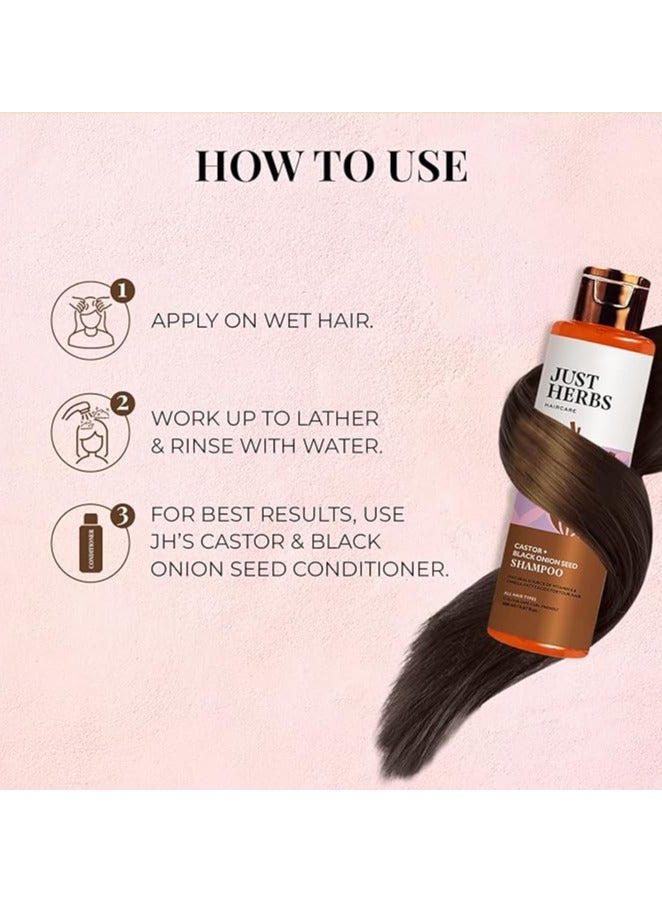 Just Herbs Castor and Black Onion Seed Sulfate Free Shampoo Reduce Hairfall,Hair Loss For Dry and Frizzy, Normal Hair Types Men & Women - 200ml - Image 3