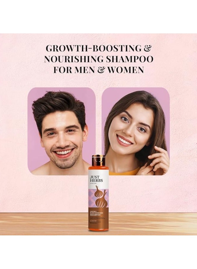 Just Herbs Castor and Black Onion Seed Sulfate Free Shampoo Reduce Hairfall,Hair Loss For Dry and Frizzy, Normal Hair Types Men & Women - 200ml - Image 5