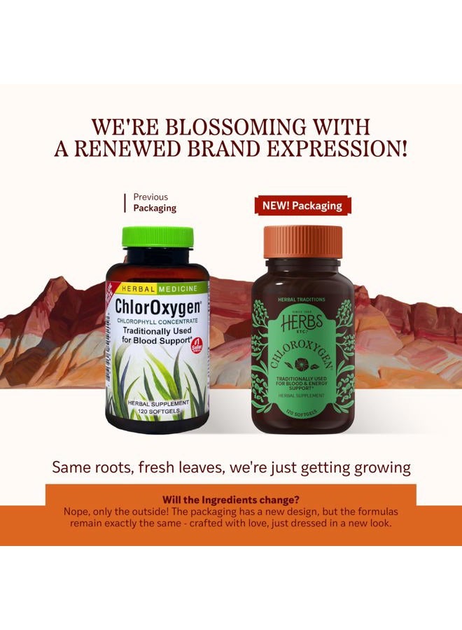 Herbs Etc. ChlorOxygen Chlorophyll Concentrate - Aids Healthy Blood Circulation - High-Altitude Environment Support - Energy Support - 120 Softgels (120 Servings) - Image 2