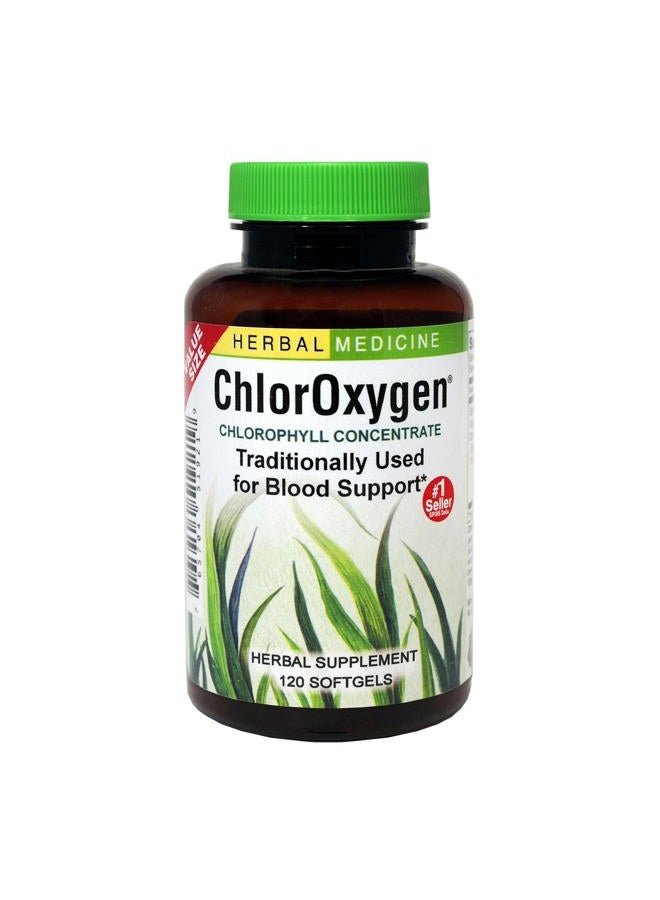 Herbs Etc. ChlorOxygen Chlorophyll Concentrate - Aids Healthy Blood Circulation - High-Altitude Environment Support - Energy Support - 120 Softgels (120 Servings) - Image 1