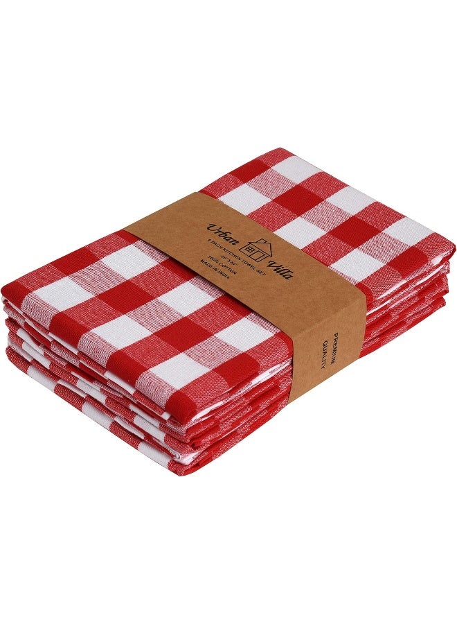 Urban Villa  Kitchen Towels Harvest Special Premium Quality 100% Cotton Dish Towels Mitered Corners Ultra Soft (Size: 20X30 Inch) Highly Absorbent Bar Towels And Tea Towels (Set Of 7) (Red) - Image 1