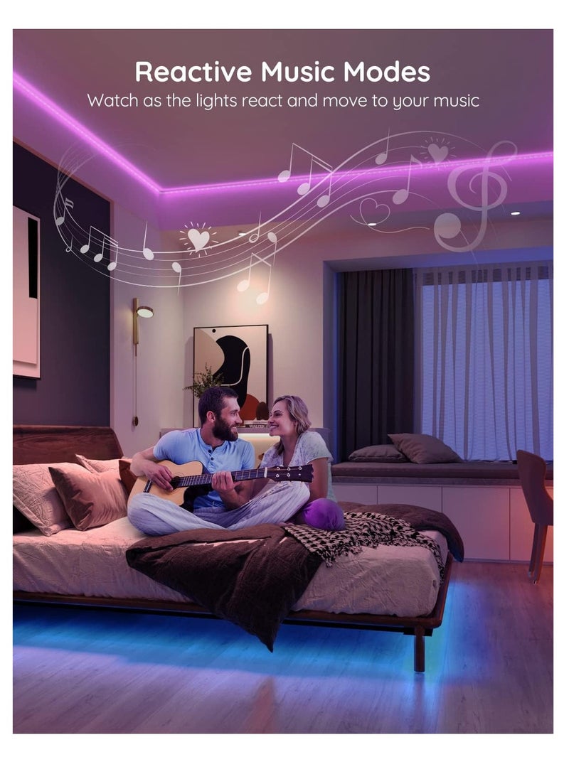 Govee - Govee 50ft smart LED strip lights RGB color music sync DIY mode alexa / google assistant control - Image 1