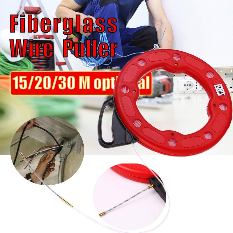 Homgee 20M Fiberglass Fish Tape Reel Puller Conductive Electrical Cable Puller with Impact Case Electric or Communication Wire Puller Use for Drywall Ceiling Under Rug Conduit or Pipe - Image 2