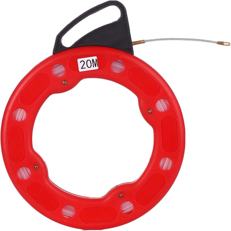 Homgee 20M Fiberglass Fish Tape Reel Puller Conductive Electrical Cable Puller with Impact Case Electric or Communication Wire Puller Use for Drywall Ceiling Under Rug Conduit or Pipe - Image 1