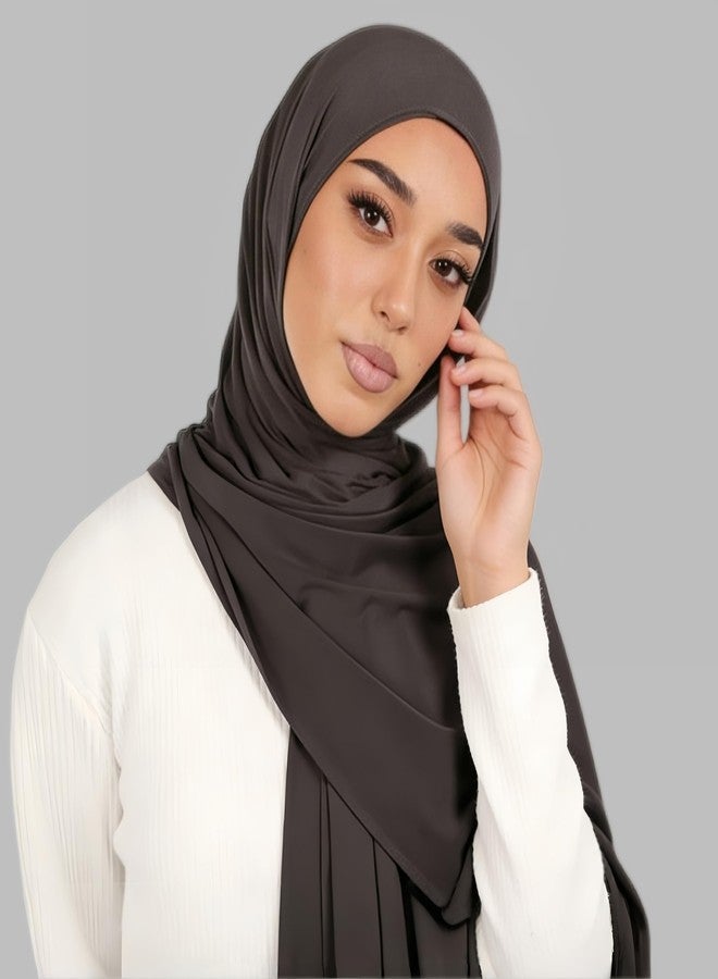 قبعة عمامة شيفون فورية من Yeieeo، غطاء رأس، وشاح سهل الاستخدام للحجاب للنساء (رمادي داكن، متوسط) - Image 2