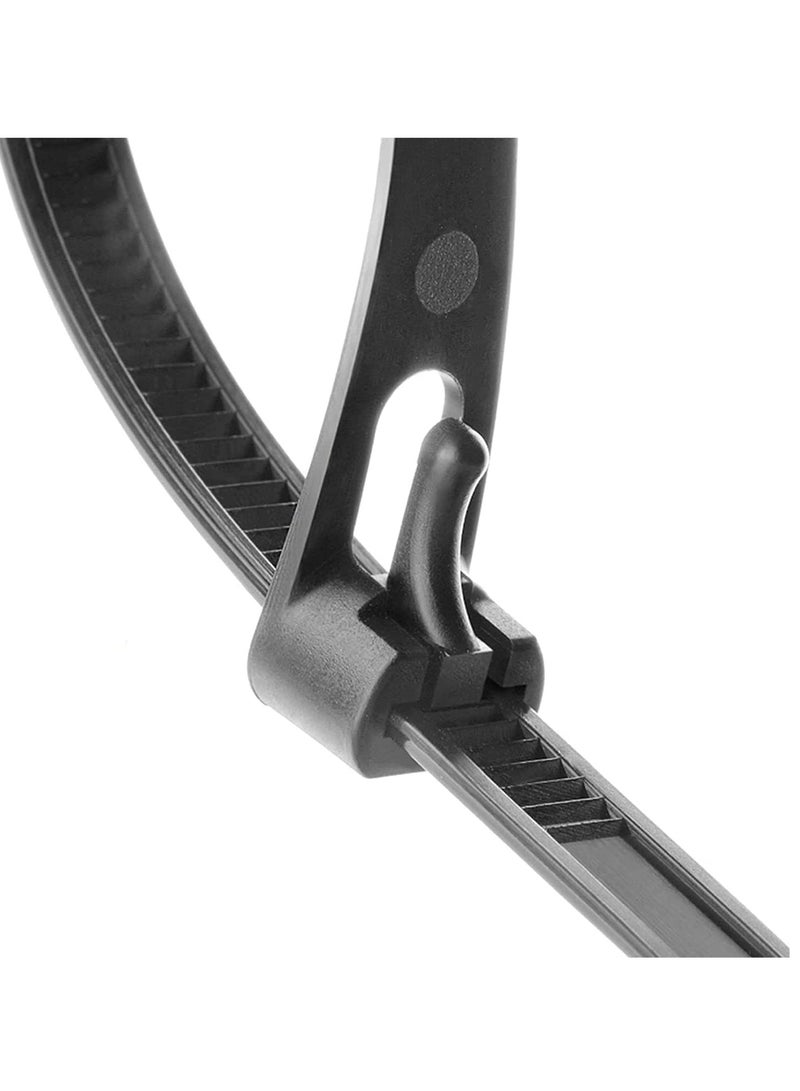 إسكدنيا Reusable Zip Ties Heavy Duty Zip Tie Thick Black Cable Ties Reusable 100 Pack 50lb Tensile Strength Nylon Cable Wire Ties for Multi-Purpose Use Indoor And Outdoor Plastic Tie Wire 12 Inch - Image 2