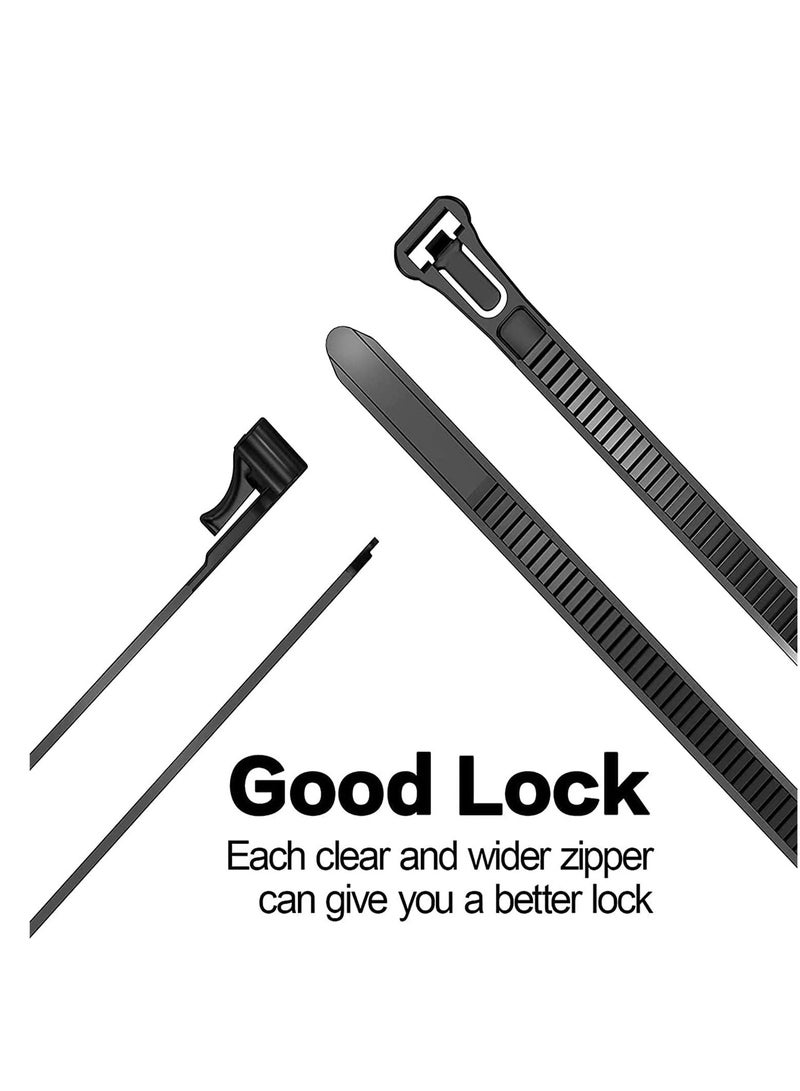 إسكدنيا Reusable Zip Ties Heavy Duty Zip Tie Thick Black Cable Ties Reusable 100 Pack 50lb Tensile Strength Nylon Cable Wire Ties for Multi-Purpose Use Indoor And Outdoor Plastic Tie Wire 12 Inch - Image 5