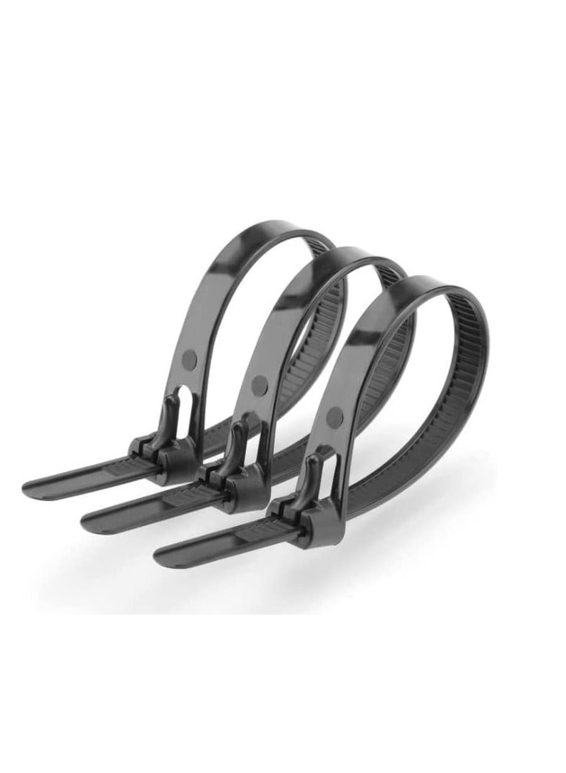 إسكدنيا Reusable Zip Ties Heavy Duty Zip Tie Thick Black Cable Ties Reusable 100 Pack 50lb Tensile Strength Nylon Cable Wire Ties for Multi-Purpose Use Indoor And Outdoor Plastic Tie Wire 12 Inch - Image 1