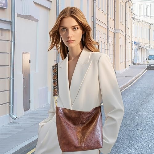 Dora & Liz Fashion Hobo Bags for Women Vegan Leather Crossbody Bag with Guitar Strap Shoulder Purses and Handbags (Coffee) - Image 2