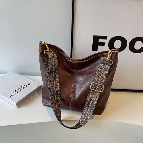 Dora & Liz Fashion Hobo Bags for Women Vegan Leather Crossbody Bag with Guitar Strap Shoulder Purses and Handbags (Coffee) - Image 3