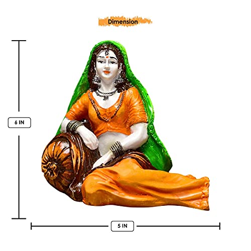 Karigaari India Handcrafted Polyresin Rajasthani Lady Figurine in Resting Posture | Ethnic Indian Woman Sculpture for Home Decor Living Room Showpiece | Traditional Cultural Art Statue Gift - Image 3