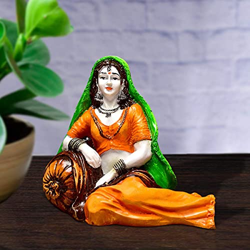 Karigaari India Handcrafted Polyresin Rajasthani Lady Figurine in Resting Posture | Ethnic Indian Woman Sculpture for Home Decor Living Room Showpiece | Traditional Cultural Art Statue Gift - Image 2