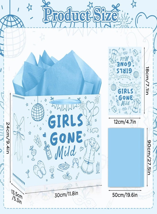 Wayyogh Girls Gone Mild Bachelorette Gift Bag with Wrapping Tissue Paper and Greeting Card - Blue Bachelorette Party Decorations, Girls Night in Slumber Pajama Party Supplies, Bridal Shower Favor Bag - Image 3