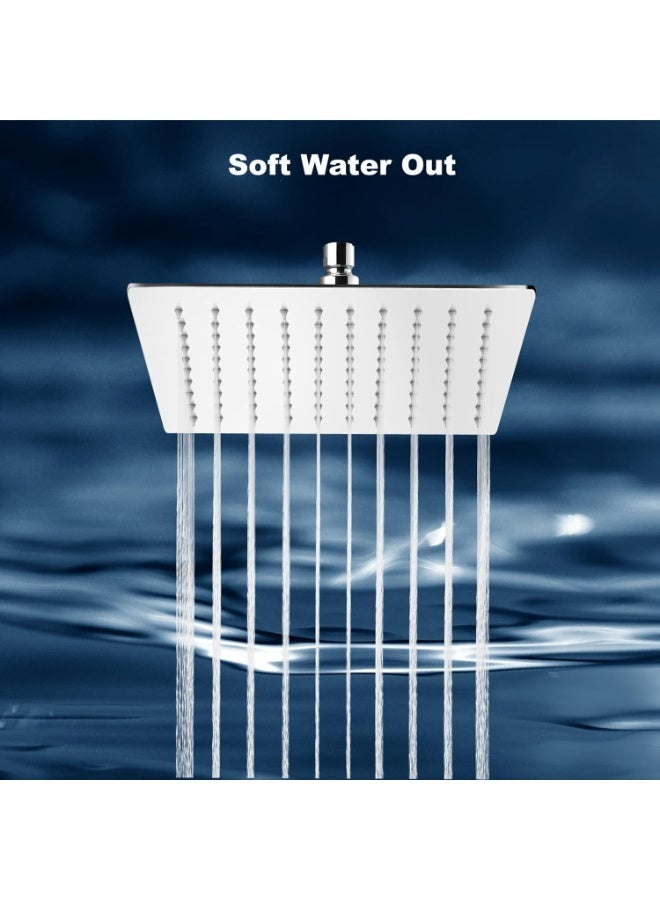 HIGH PRESSURE Rain Shower head, High Flow Stainless Steel 8 Inch Square ShowerHead, Pressure Boosting Design, Awesome Shower Experience Even At Low Water Flow (8 Inch, Chrome Finish) - Image 5