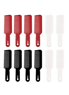 12 Packs Barber Combs Flat Top Clipper Combs Barber Blending Comb Heat Resistant Hair Cutting Combs For Clippercuts And Flattops (Blackred White)
