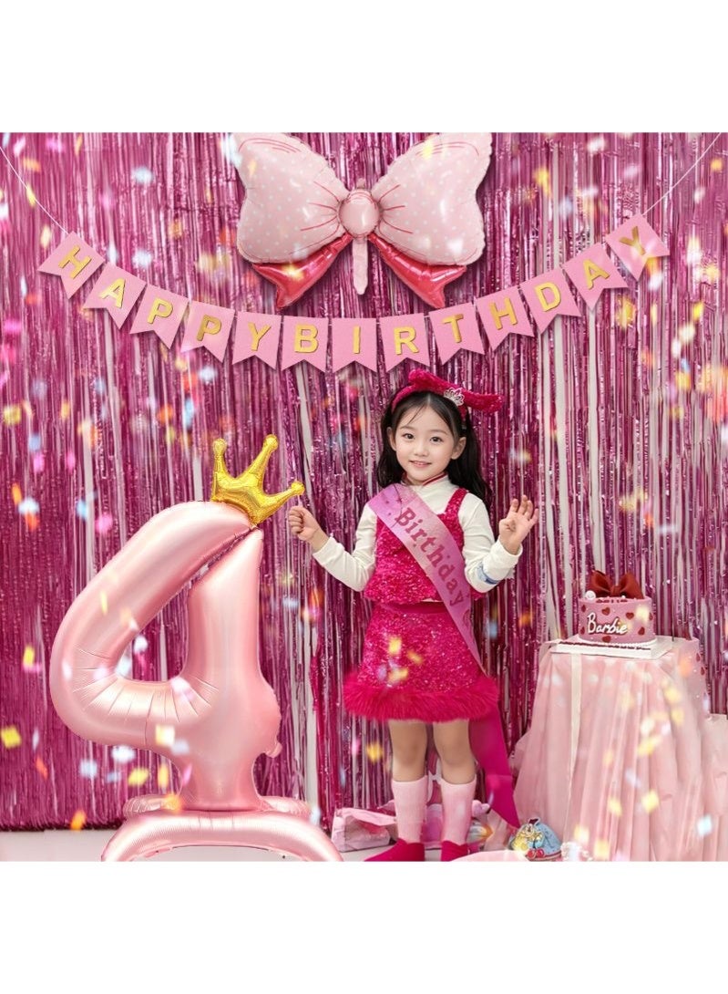 Ssovi Self-Adhesive Shiny Pink Foil Fringe Curtain, 2m x 1m Metallic Tinsel Party Backdrop for Birthday, Wedding and Photo Booth, 1 Piece - Image 4