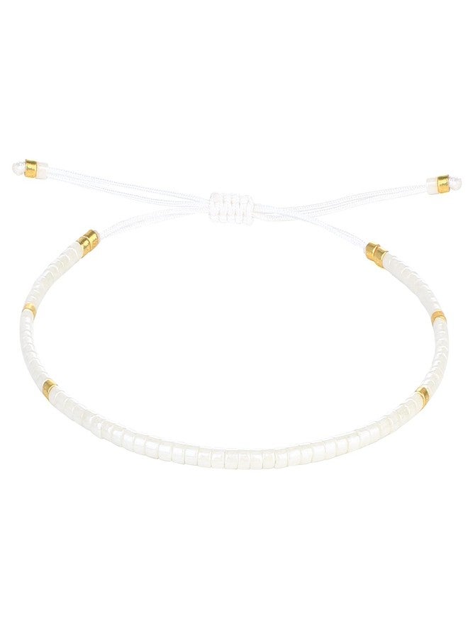 KELITCH Miyuki Seed Beaded Bracelets for Women String Charm Handmade Thin Link Chains Friendship Bracelets Fashion Jewelry - White - Image 1