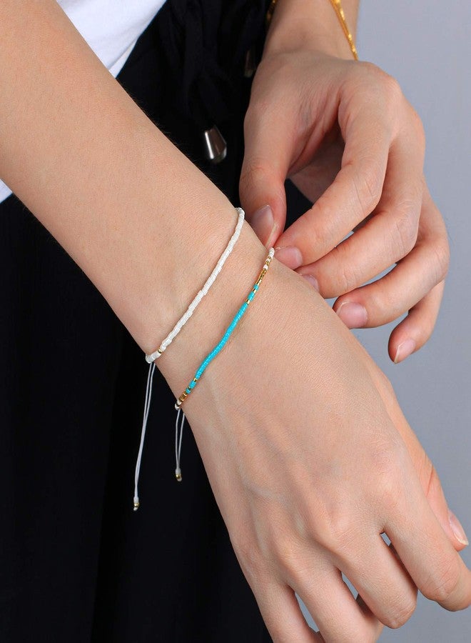 KELITCH Miyuki Seed Beaded Bracelets for Women String Charm Handmade Thin Link Chains Friendship Bracelets Fashion Jewelry - White - Image 5
