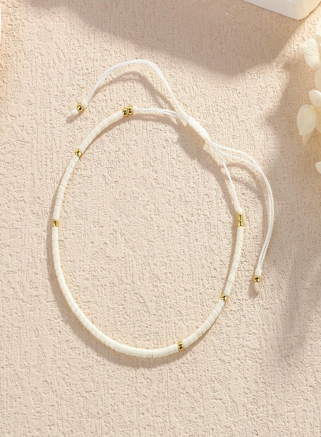 KELITCH Miyuki Seed Beaded Bracelets for Women String Charm Handmade Thin Link Chains Friendship Bracelets Fashion Jewelry - White - Image 2