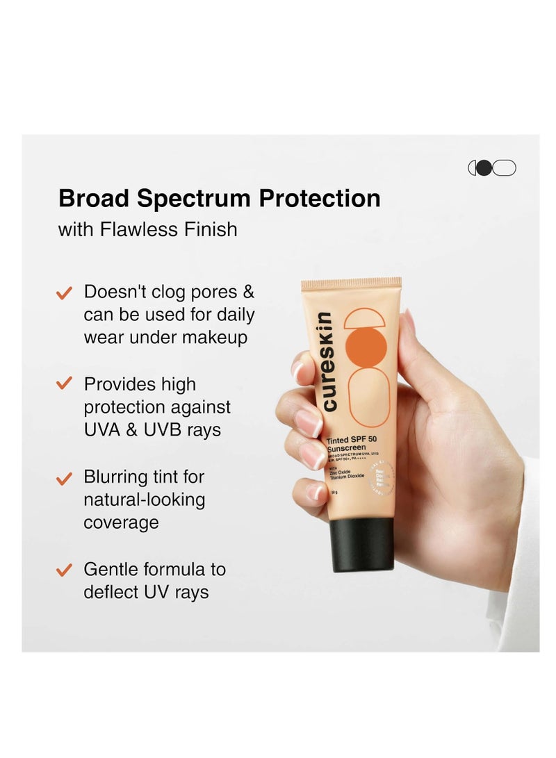 Cureskin Mineral Sunscreen Matte Finish Tinted SPF 50 PA++++ | Broad Spectrum Sun (UVA/UVB/IR) Protection with Titanium Dioxide, 50g (Pack of 1) - Image 2