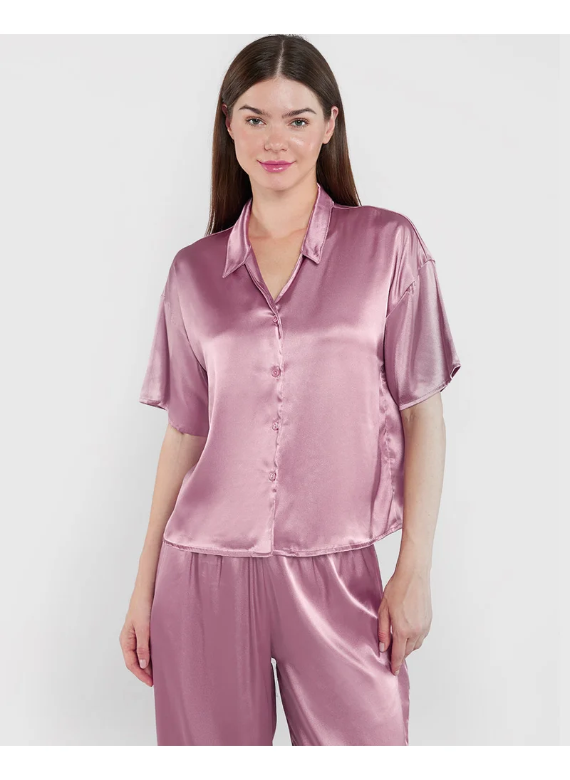 لا سينزا La Senza Unlined Satin Button Down Sleep Top
