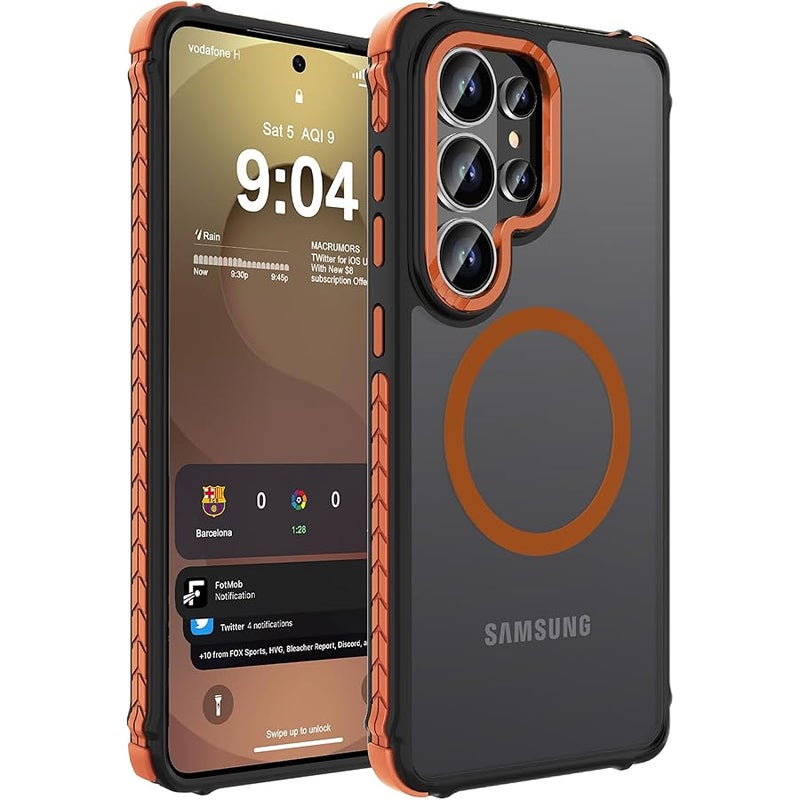 DEERLAMN Strong Magnetic Case for Samsung Galaxy S26 Ultra 6.9-Inch,【Compatible with Magsafe】【Military Grade Drop Protection】 Translucent Matte Shockproof Protective Phone Cover, Forest Orange - Image 1