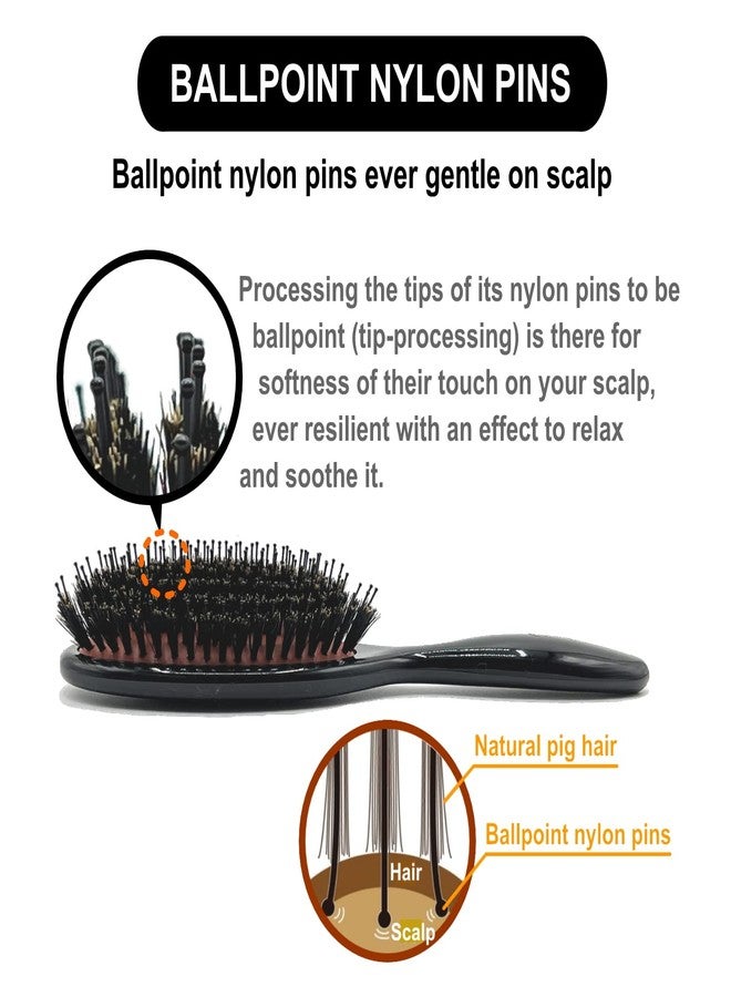 VESS Combing Mix Cushion Brush C-501, Wild Pig Bristle and Nylon Hair- Natural Radiance Smoothing Hair Brush - Image 4