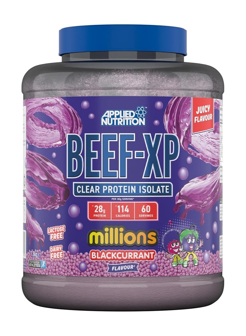 Applied Nutrition Applied Nutrition Beef XP - Clear Hydrolysed Protein Isolate, Fruit Juice Style, Dairy Free Beef Protein Powder, Lactose Free, Zero Sugar, Low Fat, 1.8kg - 60 Servings (Blackcurrant Millions)  - Image 1