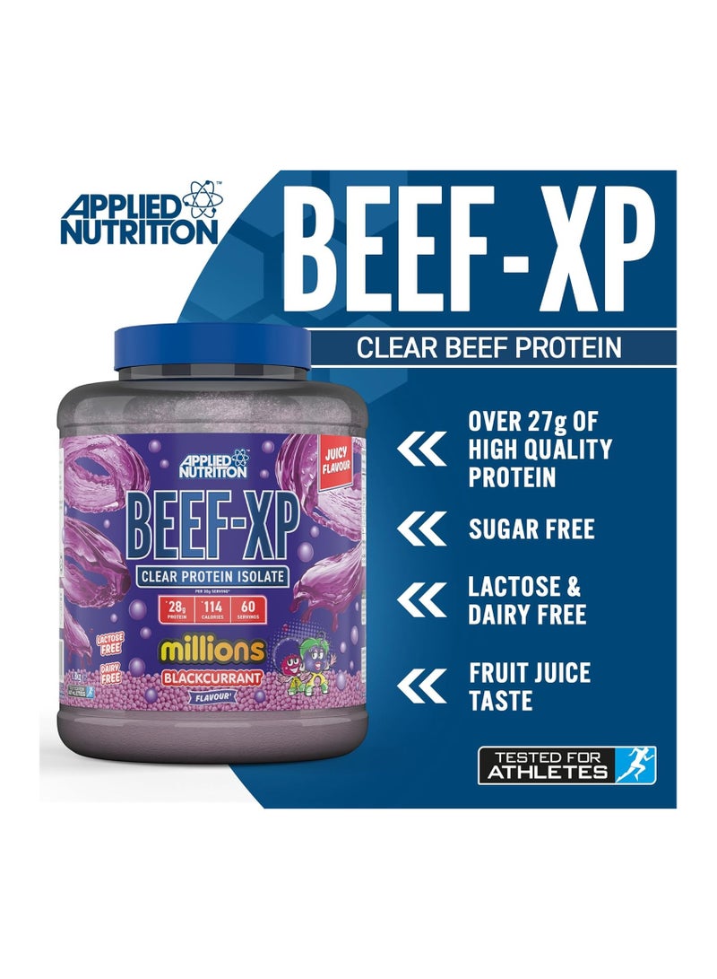 Applied Nutrition Applied Nutrition Beef XP - Clear Hydrolysed Protein Isolate, Fruit Juice Style, Dairy Free Beef Protein Powder, Lactose Free, Zero Sugar, Low Fat, 1.8kg - 60 Servings (Blackcurrant Millions)  - Image 2