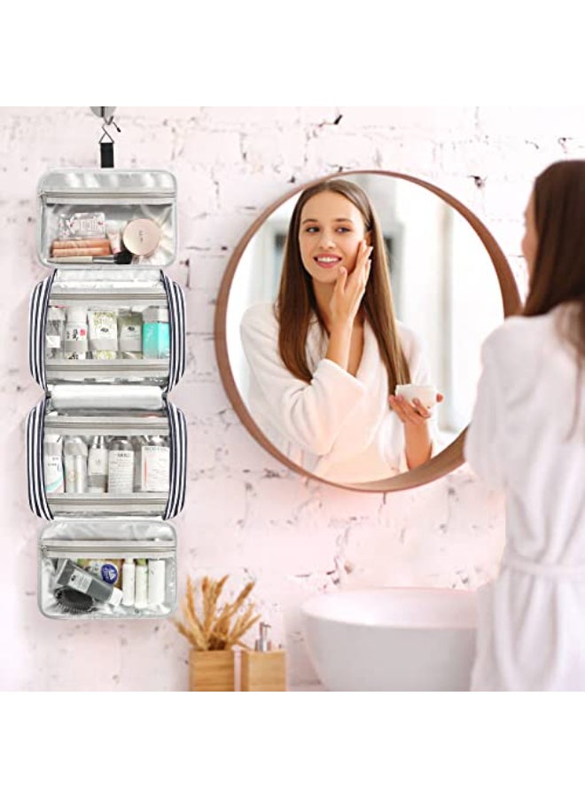 Bosidu Toiletry Bag for Women Large Capacity Hanging Travel Toiletry Organizer for Traveling Women with 4 Compartments 1 Hanging Hook Travel Comestic Makeup Bag for Full Size Toiletries - Image 4