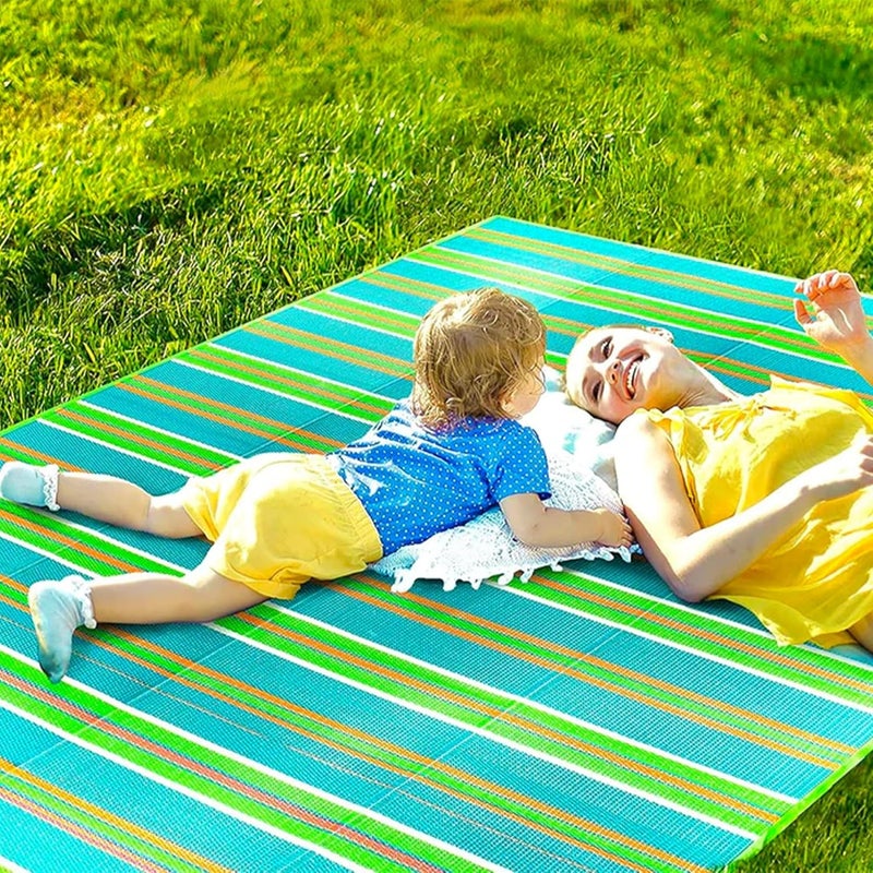 BHAWANI Foldable Plastic Floor Mat Multicolor Chatai 3X6 Mats for Home Mixed Perfect for Picnics Beaches Outings WeatherProof PVC Chatai with Handle Pack of 1 - Image 2
