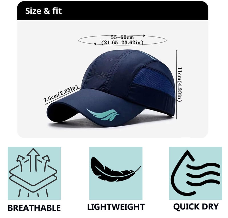 HSR Unisex Polyester Lightweight Breathable Stylish Summer Sport Hat with Adjustable Buckle , UV, Sun Protection Cap for Travel, Hiking, Gardening, Fishing Blue - Image 5