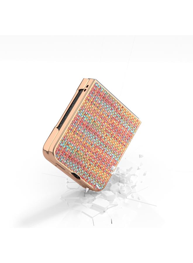 اس-توب جراب لهاتف موتورولا رازر 50 بإطار مطلي كهربائيًا بلون شبكي وملمس من مادة البولي يوريثان - Image 4