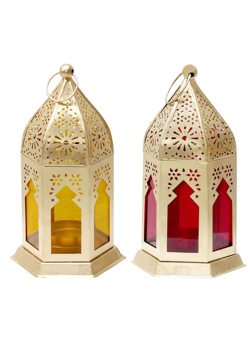 Blue Well Overseas Blue Well Overseas Moksha Hanging Lantern lamp Tea Light Holder for Home Decoration Yellow Sky Blue Iron  - Image 3