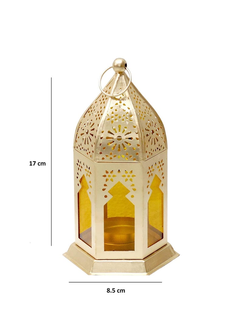 Blue Well Overseas Blue Well Overseas Moksha Hanging Lantern lamp Tea Light Holder for Home Decoration Yellow Sky Blue Iron  - Image 2