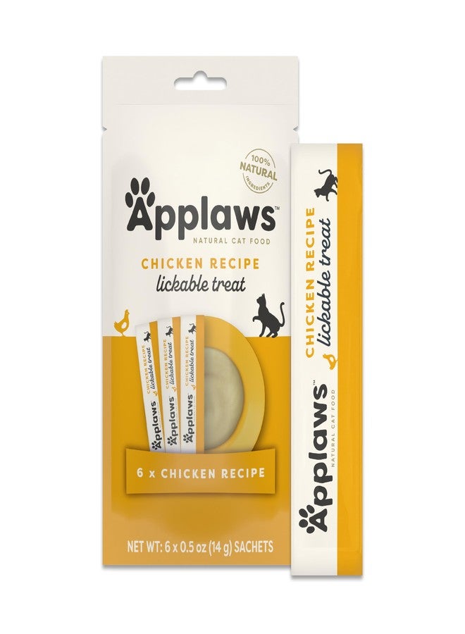 Applaws Natural Grain-Free Complementary Wet Cat Treats - Chicken Recipe Lickable Treats, 6 x 14g (Pack of 1, Chicken) - Image 1