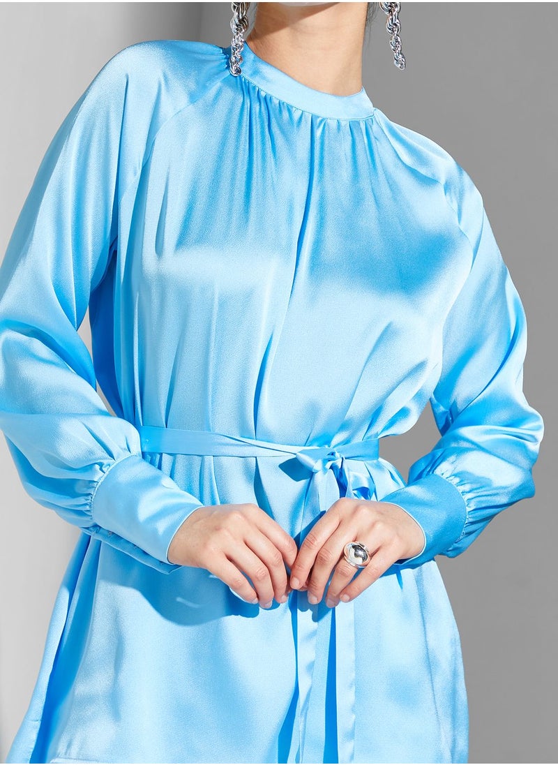Namshi x Modanisa - Satin Belted Blouse - Image 1