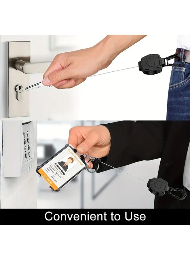 Retractable Heavy Duty Badge Reels With ID Badge Holder Tactical ID Card Holder Vertical ID Holder With Mountaineering Easy to Pull Buckle With Carabiner Keychain Badge Reel - Image 3