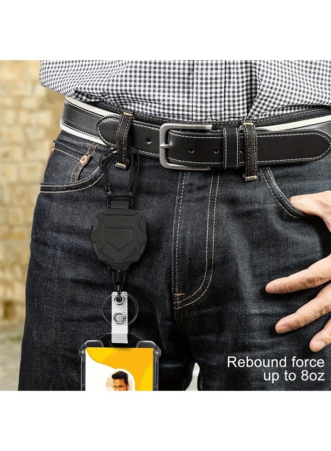 Retractable Heavy Duty Badge Reels With ID Badge Holder Tactical ID Card Holder Vertical ID Holder With Mountaineering Easy to Pull Buckle With Carabiner Keychain Badge Reel - Image 5
