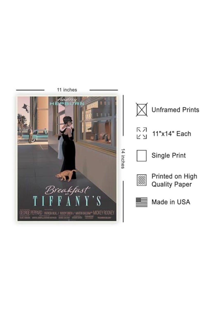 Poster Master Breakfast at Tiffany's Movie Poster - Audrey Hepburn Print - Fashion Art - Gift for Men, Women & Fan - Classic Decor for Home Theater, Bedroom, Office or Studio - 8x10 UNFRAMED Wall Art - Image 3