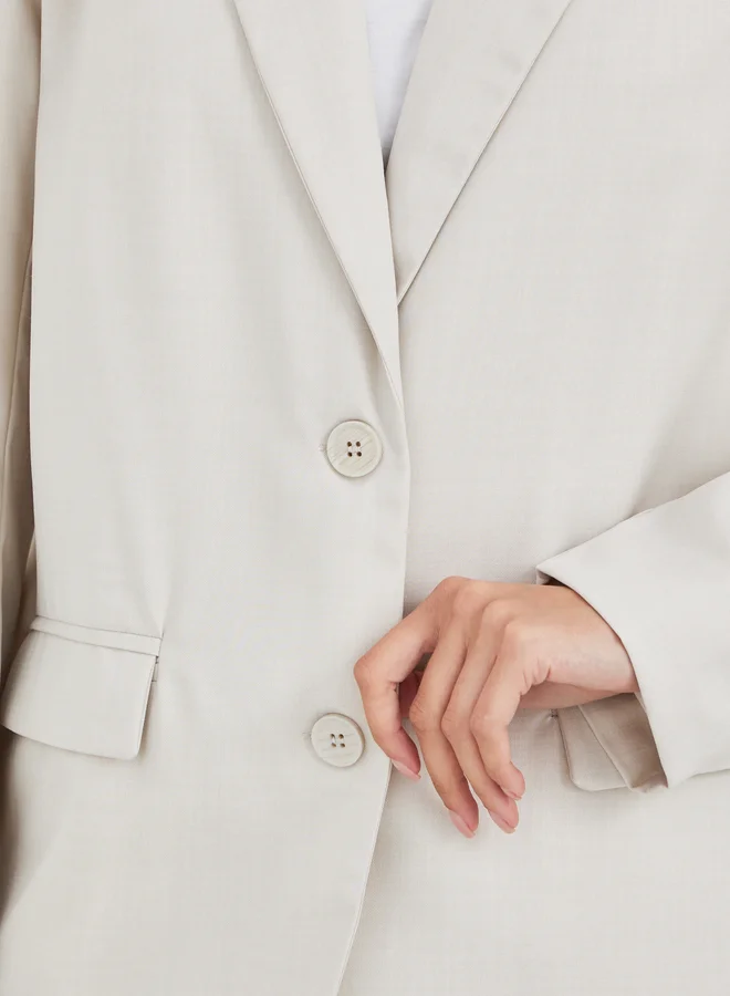 Styli Styli Women Cream Regular Fit Regular Length Linen Look Blazer