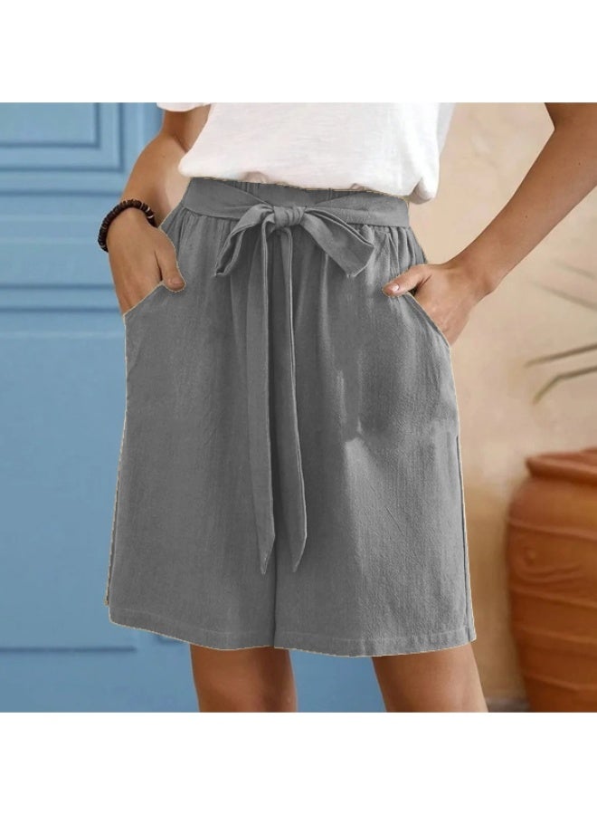 Elastic Waistband Loose Breathable Shorts with Pockets Free Size - Image 1