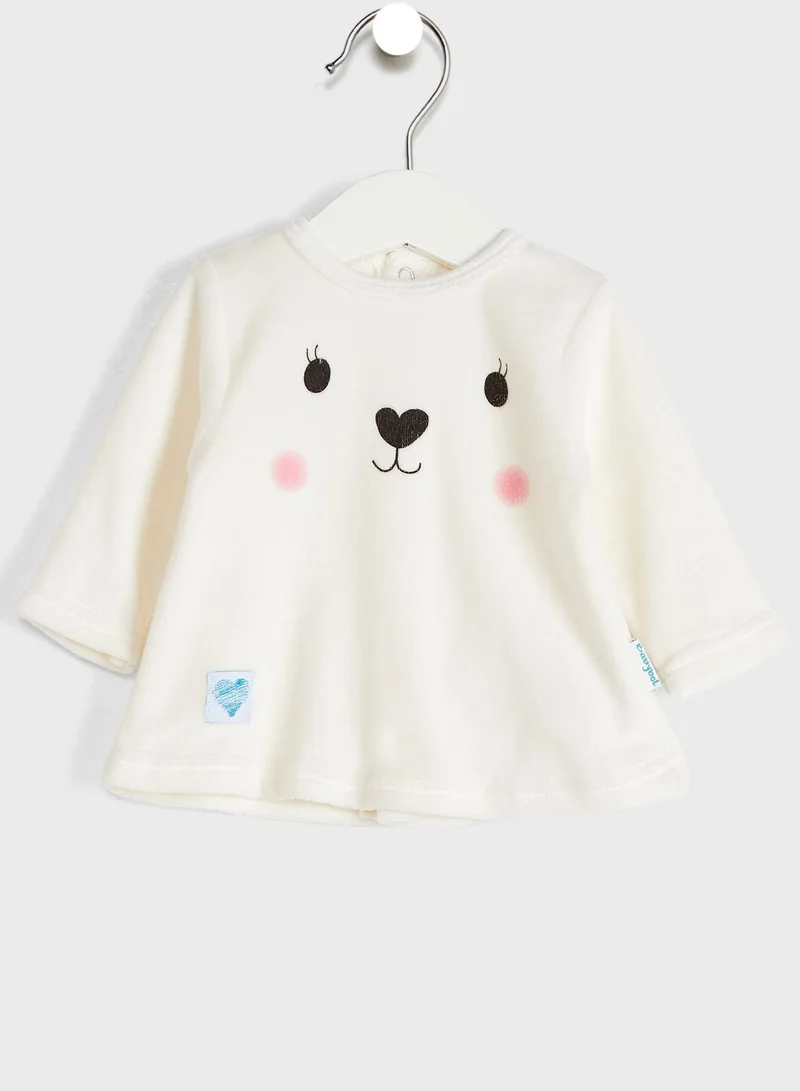 Babybol Infant Printed T-Shirt & Footed Sweatpants Set