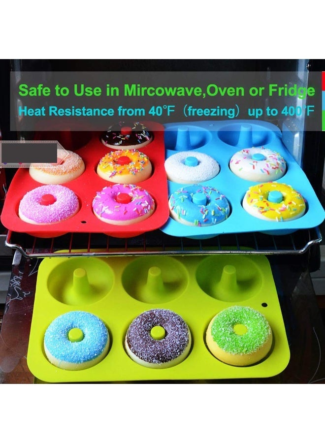 HOMESTAR 3Pcs 6-Cavity Silicone Donut Pans Molds, Large Non-Stick Baking Trays BPA Free Easy Release For Making Perfect Donuts Cakes Cookies Bagels Round Jelly Pudding Dishwasher Safe Baking Tools,17.6x27.4cm - Image 5