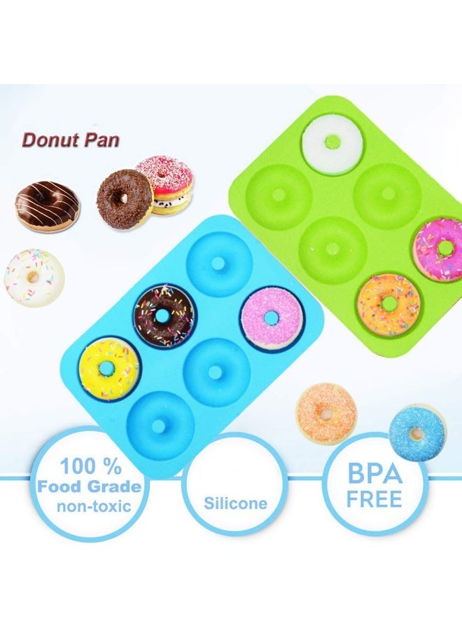 HOMESTAR 3Pcs 6-Cavity Silicone Donut Pans Molds, Large Non-Stick Baking Trays BPA Free Easy Release For Making Perfect Donuts Cakes Cookies Bagels Round Jelly Pudding Dishwasher Safe Baking Tools,17.6x27.4cm - Image 1