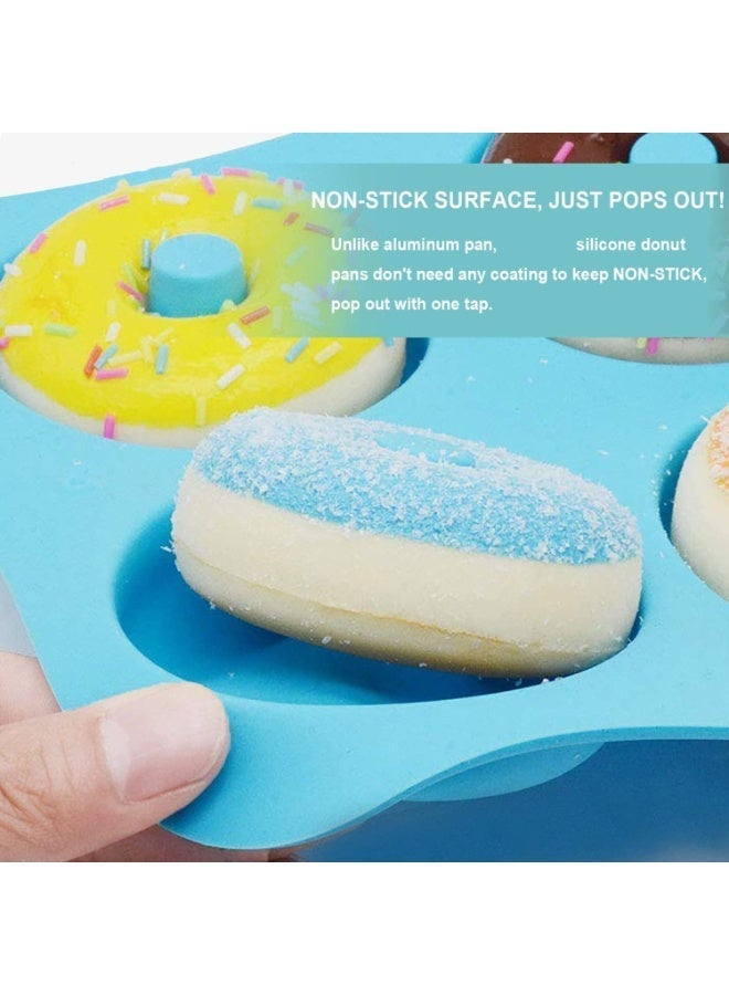HOMESTAR 3Pcs 6-Cavity Silicone Donut Pans Molds, Large Non-Stick Baking Trays BPA Free Easy Release For Making Perfect Donuts Cakes Cookies Bagels Round Jelly Pudding Dishwasher Safe Baking Tools,17.6x27.4cm - Image 4