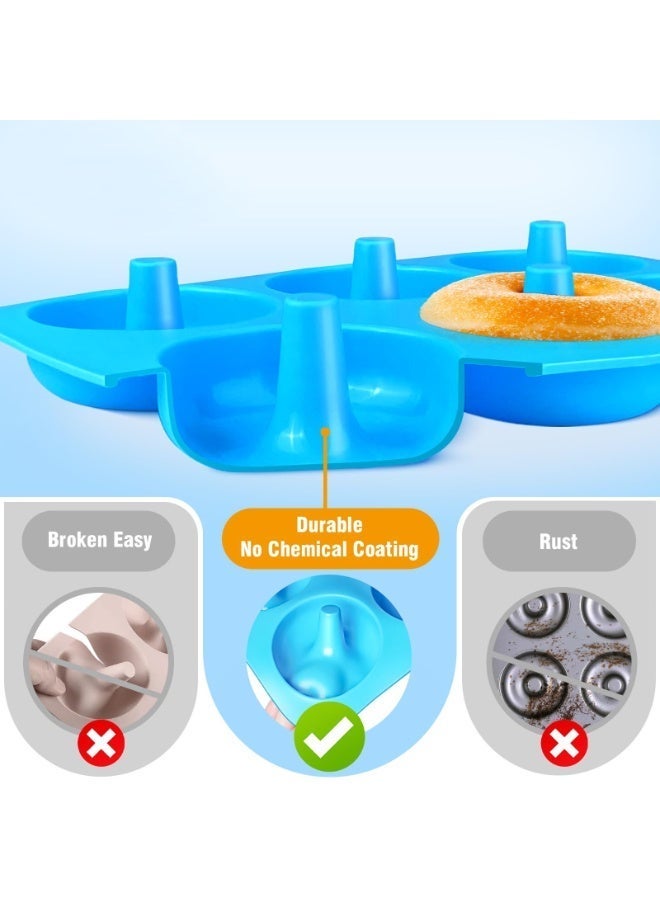 HOMESTAR 3Pcs 6-Cavity Silicone Donut Pans Molds, Large Non-Stick Baking Trays BPA Free Easy Release For Making Perfect Donuts Cakes Cookies Bagels Round Jelly Pudding Dishwasher Safe Baking Tools,17.6x27.4cm - Image 3