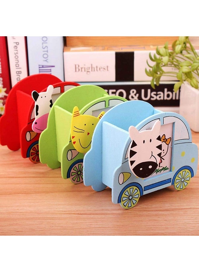 Funny Teddy Return Gift for Kids Birthday Party - Wooden Pencil Stand - Pack of 12 pcs (Assorted Design and Color) - Image 2