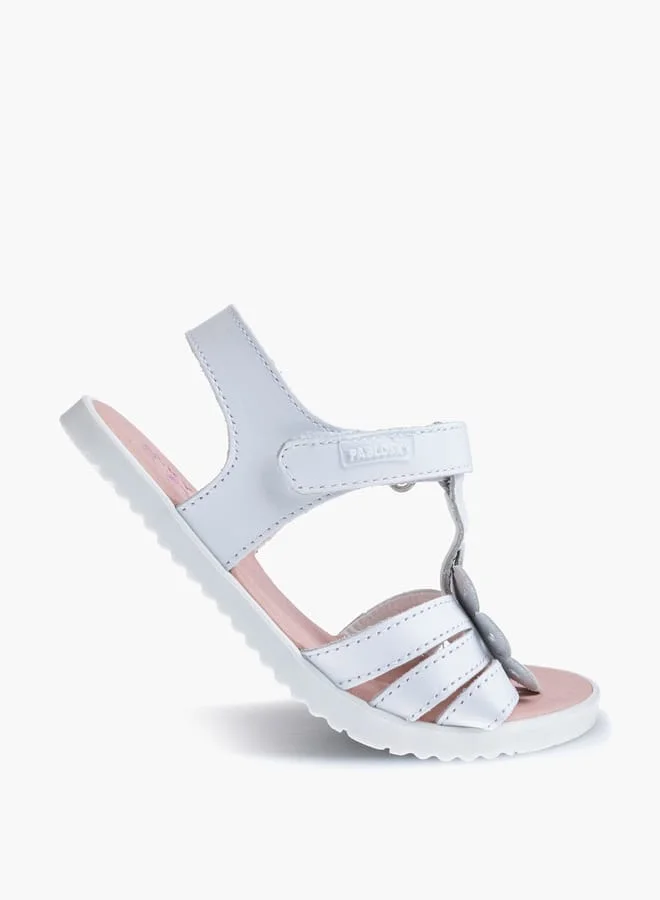 بابلوسكي Girls' Floral Cutout Detail Sandals with Hook and Loop Closure